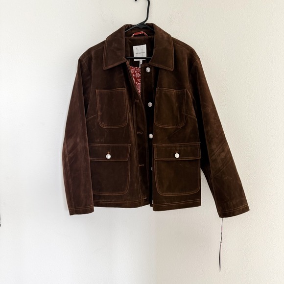 NWT Avec Les Filles Barn Jacket Faux Suede Western 70s Boho Old Money M - Picture 6 of 12